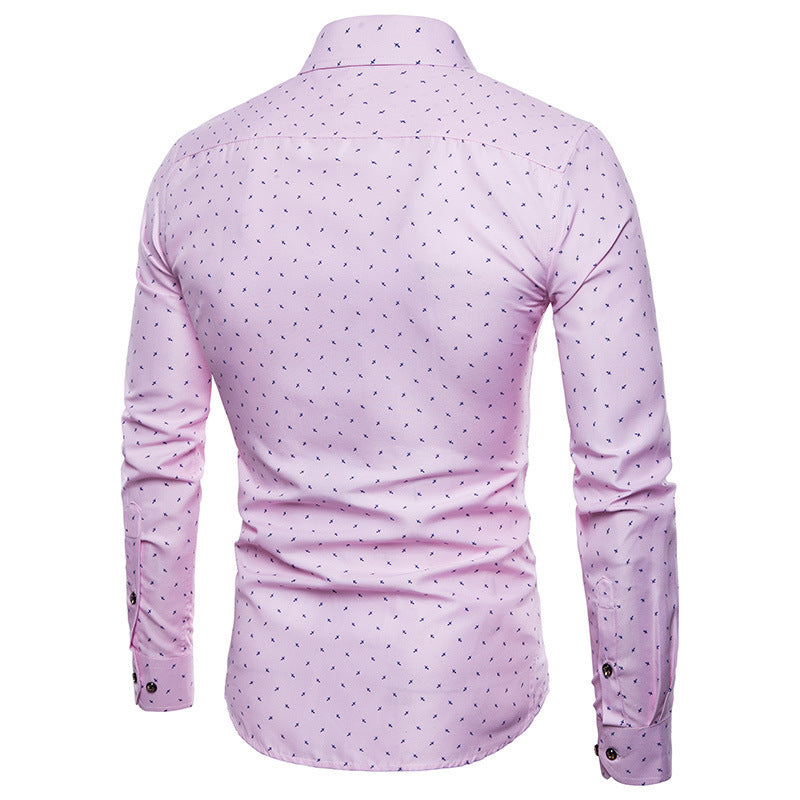 Foreign trade supply men's long-sleeved shirt fashion European and American style men's floral large size slim shirt men's clothing